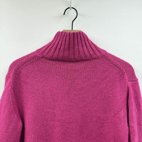 Ann Taylor Ribbed Knit Turtleneck Relaxed Pullover Boxy Wool Sweater Magenta XS - Picture 6 of 8